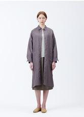 Women's Long Belted Linen Jacket with Kimono-Inspired Silhouette and Relaxed Fit